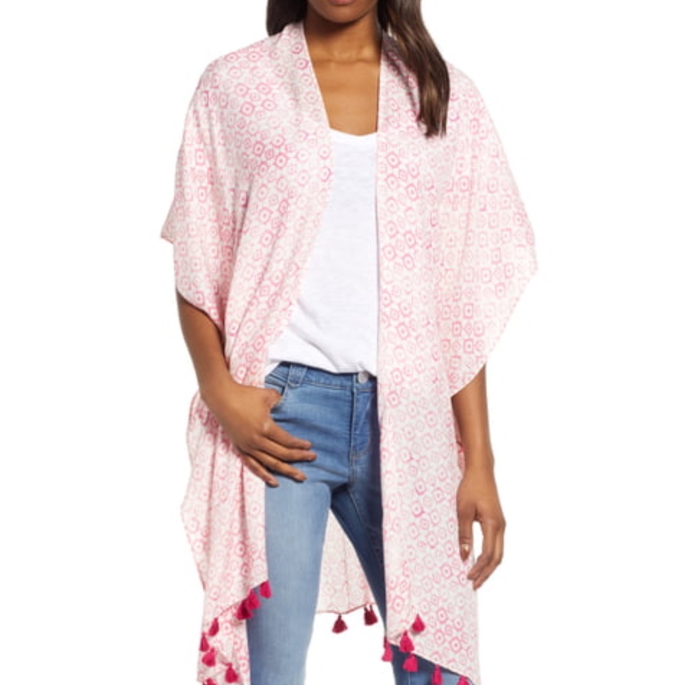 Print Tassel Duster Fringe Cover Up